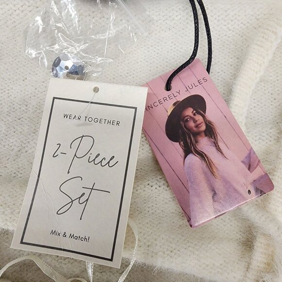 Sincerely Jules Women's Size Small Ivory Eyelash Knit Cardigan with Tank 2pc Set - Picture 4 of 13